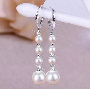 White Pearl Drop Earrings