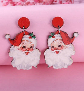 Wooden Santa Claus Earrings