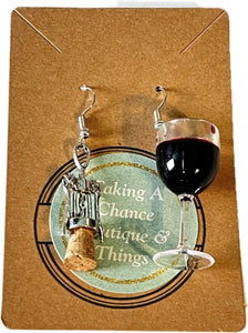 Wine & Corkscrew Earrings