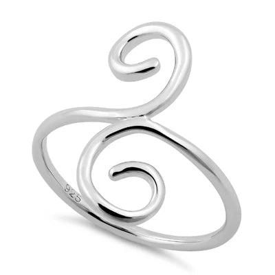 Sterling Silver Double Swirl Ring - size 8