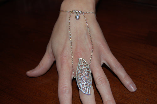 Sterling Silver Bracelet with a Ring Attached