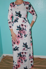 Flower Long Sleeve Maxi Dress with Pockets