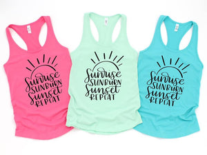 Sunrise, Sunburn, Sunset, Repeat Vibrant Tanks - Pink ONLY