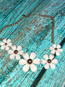 White Flowers with Gold Necklace