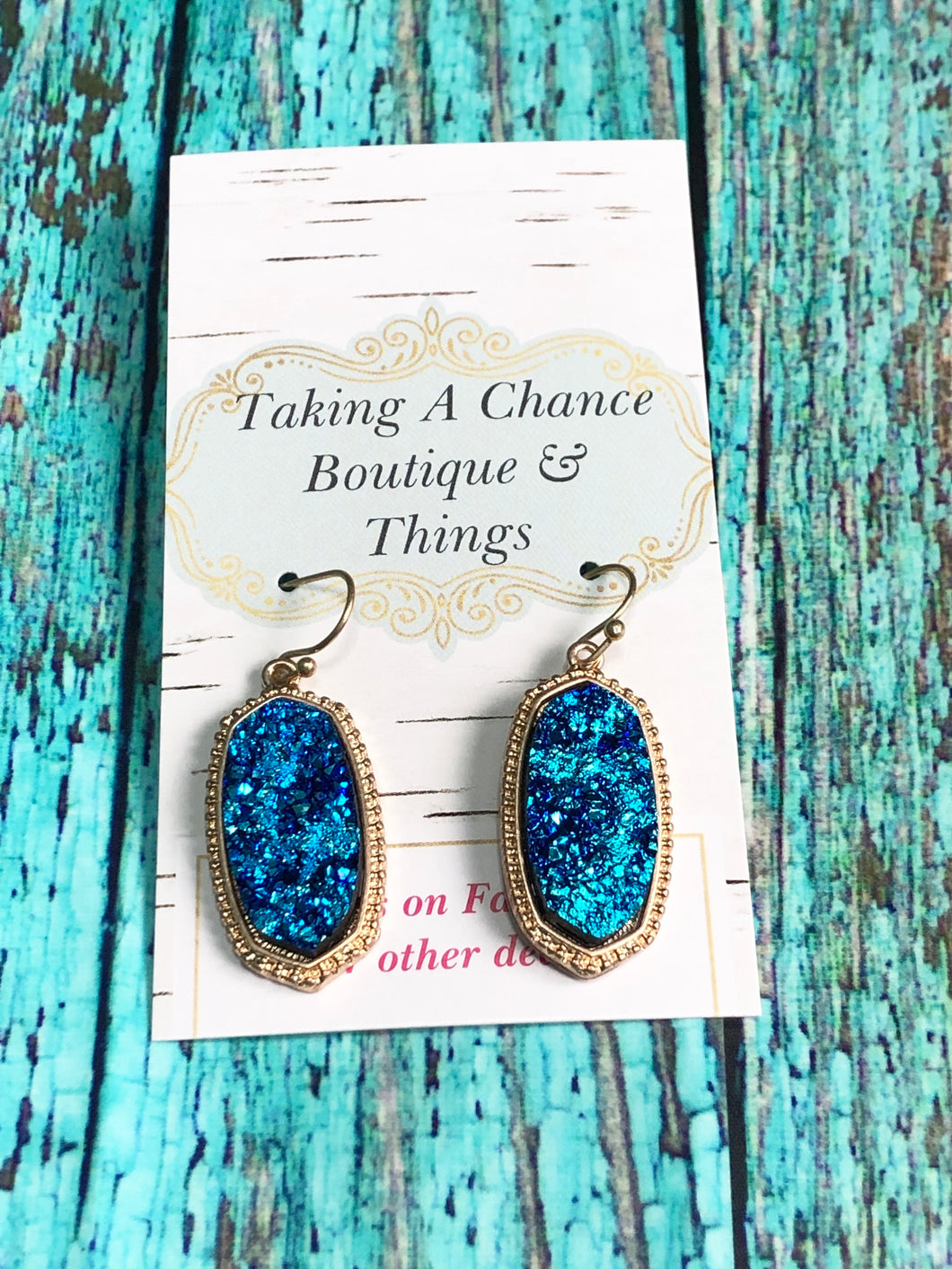 Druzy Stone Hook Earrings