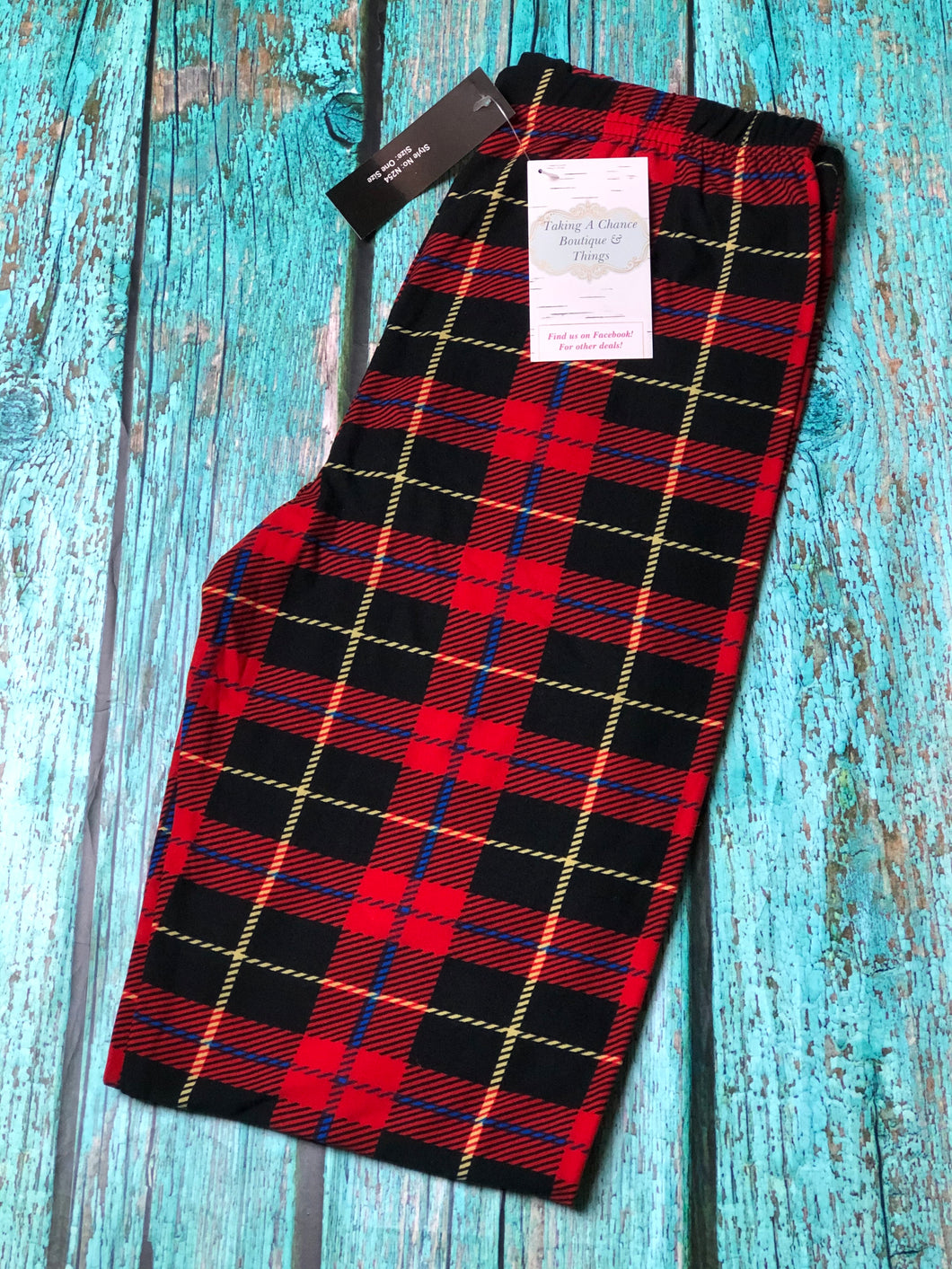 Red & Black Plaid Leggings (size 2-10)