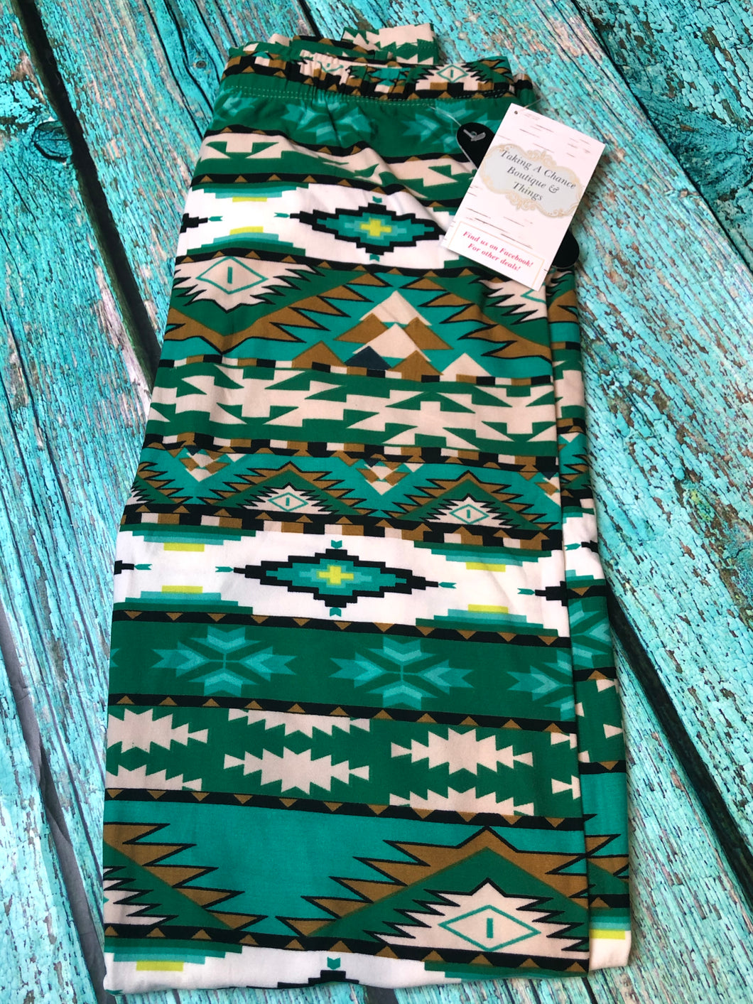 Green Aztec Leggings (size 2-10)