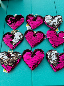 Sequin Keychain Hearts