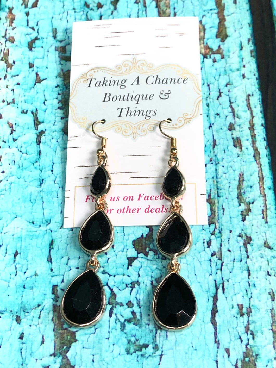 Black or Clear Rhinestone Dangle Earring