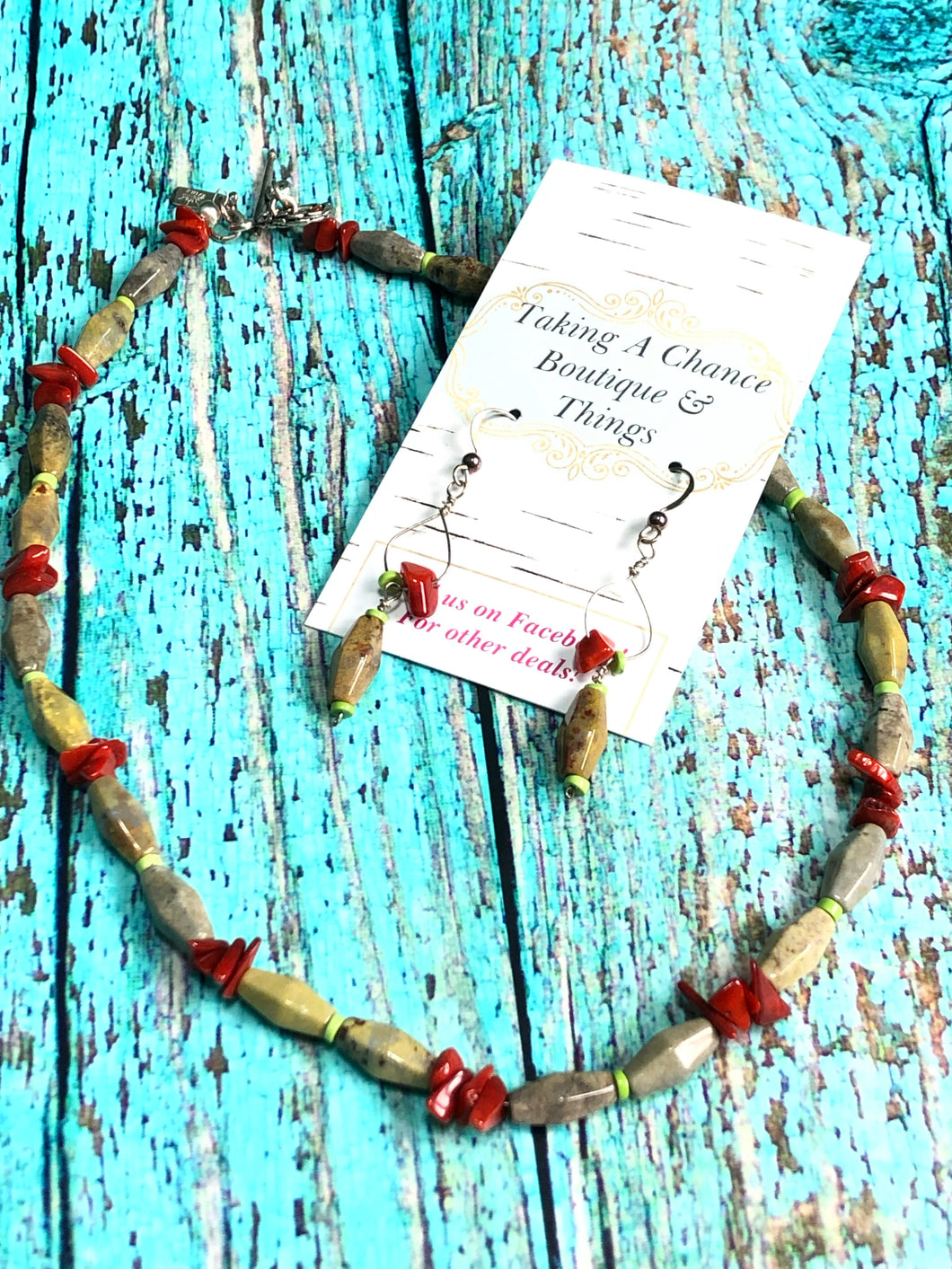 Moss Agate & Red Coral