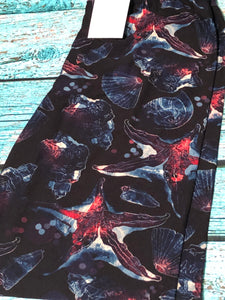 Seashell Black Leggings (size 12-22)