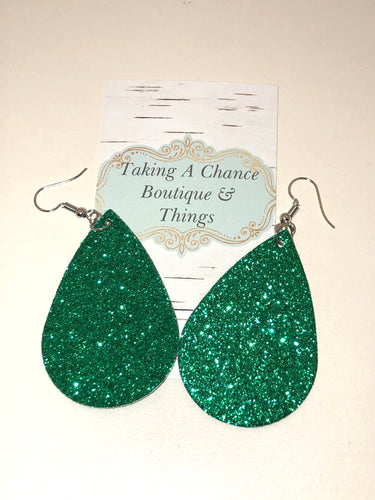 Green Glitter Earrings