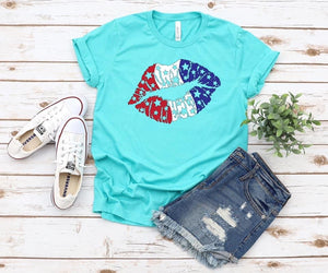 Patriotic Lips With Stars Tees